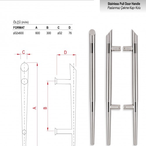 KS-1119 - Paslanmaz Çekme Kapı Kolları